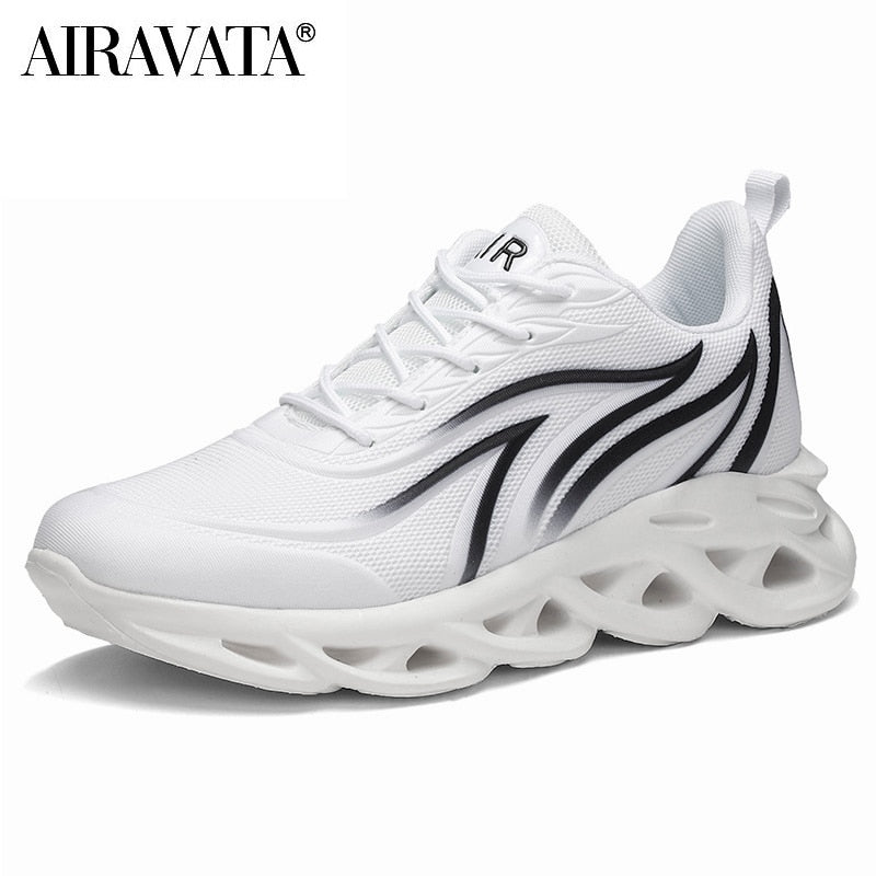 Men's flame-print sneakers – Breathable mesh sports shoes, comfortable for running and outdoor activities