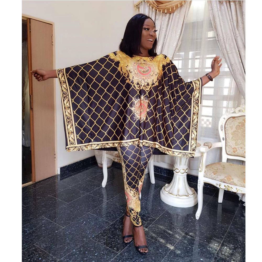 Ensemble 2 pièces style africain  – Haut et pantalon – Tissu très extensible – Grande taille – Idéal pour les soirées