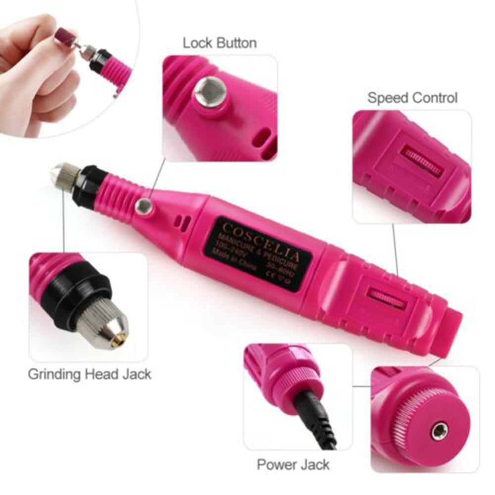 Electric Nail Drill Kit, Gel Nail Remover Machine, Nail Art Tool Kit, Pen, Nail File, Sanding Bands