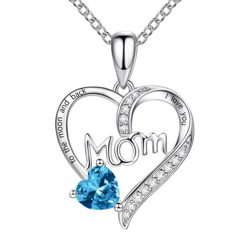 12,81 USD - Collier en strass gravé en forme de cœur pour maman, pour la fête des mère et même pour son anniversaire