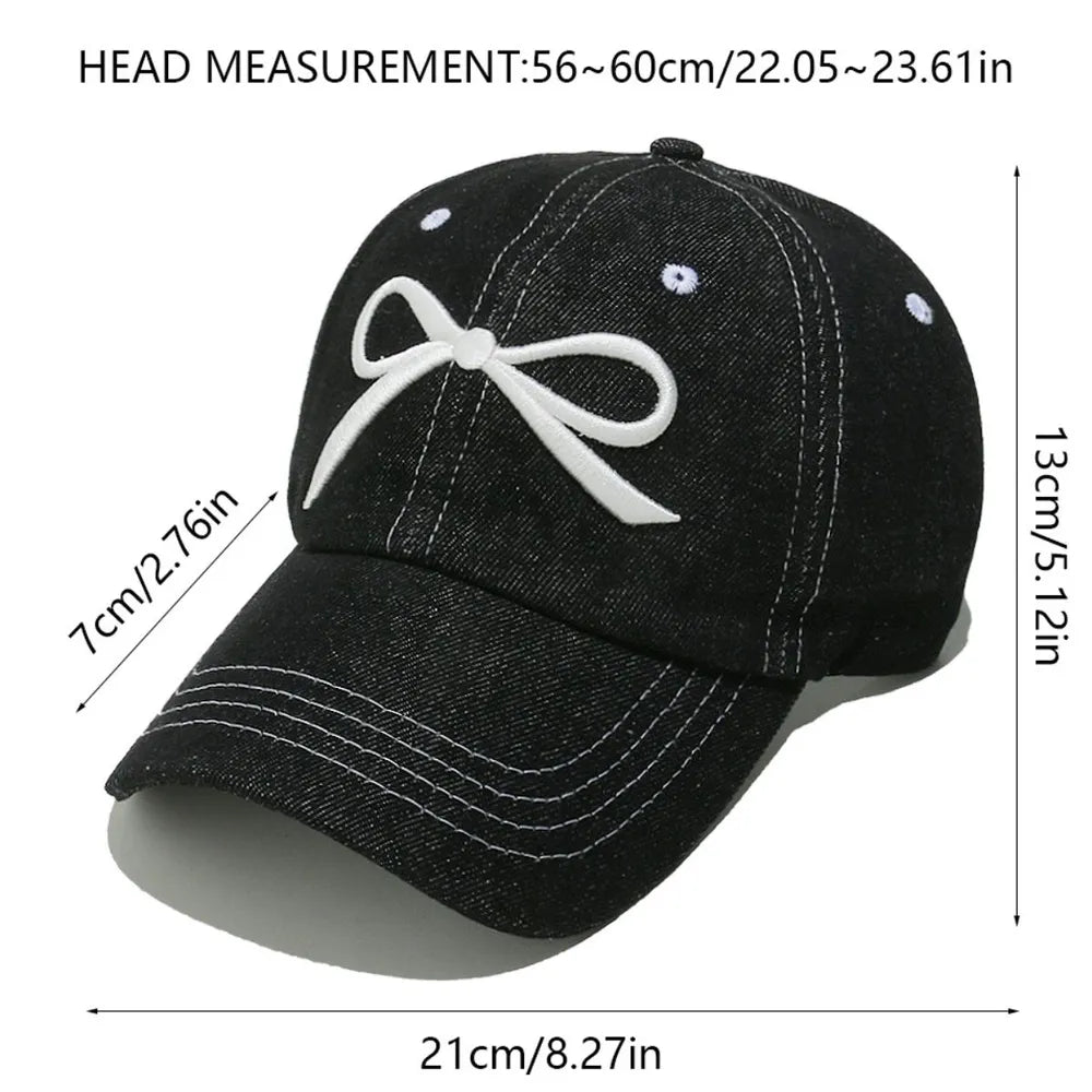 14,55 USD - Casquette de baseball en denim brodée d'un nœud