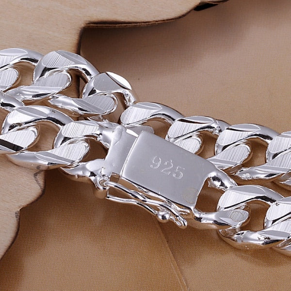$14.72 - S925 Sterling Silver High-end Unisex Bracelet, Fashion Jewelry, Men's Gift, 10mm Elegant Square Bracelet