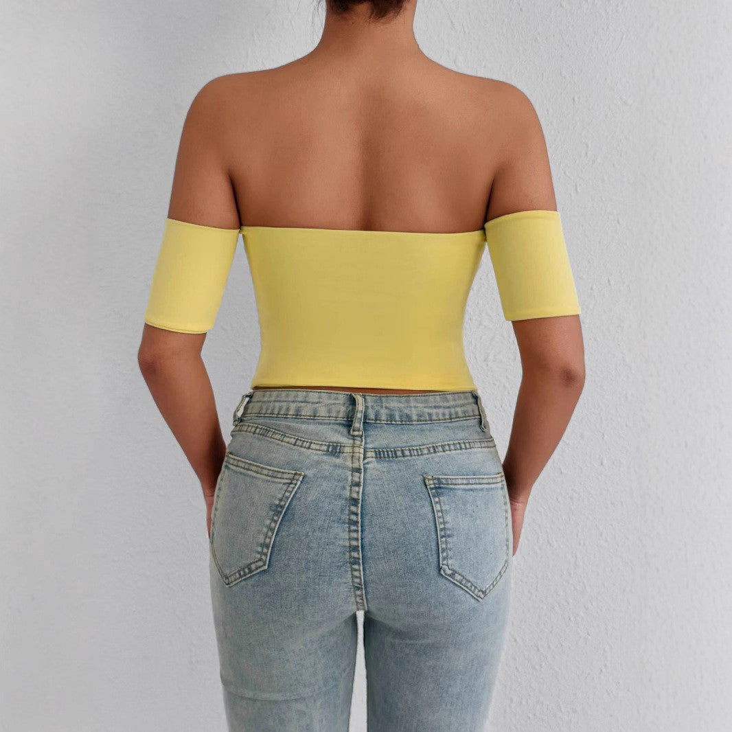 sexy collarless and tight-fitting top