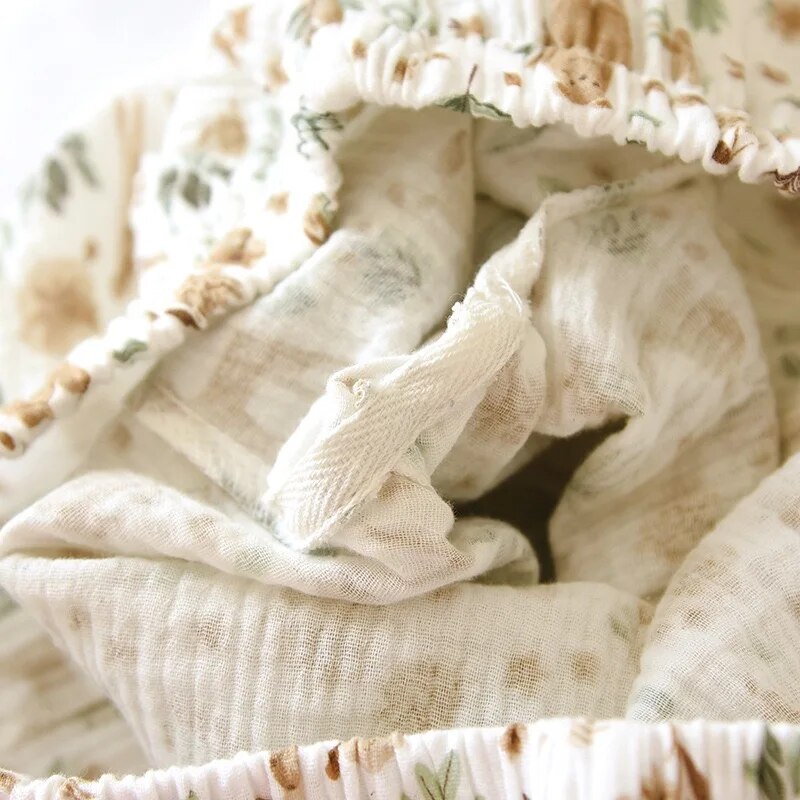 Ensemble de pyjama 2 pièces pour femme (été) – 100 % coton (gaze) – Manches courtes, imprimé floral – Vêtement d'intérieur / Tenue de nuit