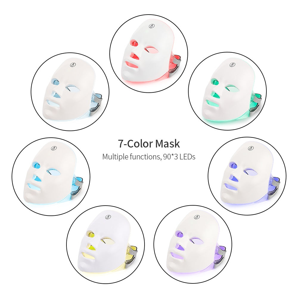 Masque facial de beauté à LED rechargeable par USB, test tactile manuel, couleurs photoniques, pour le rajeunissement de la peau