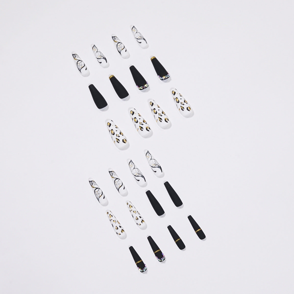 Exfoliating manicure with nail patch and leopard print butterfly stencil