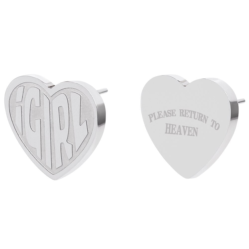 14.56 USD - Women's iGIRL she devil necklace, igirl heart pendant, stainless steel chain, Gothic Harajuku women's streetwear style.