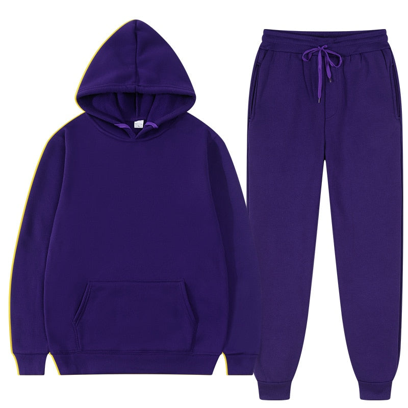 26,78 USD - Ensemble de survêtement homme  et femme mixte sweat à capuche et pantalon de jogging, deux pièces, style décontracté.