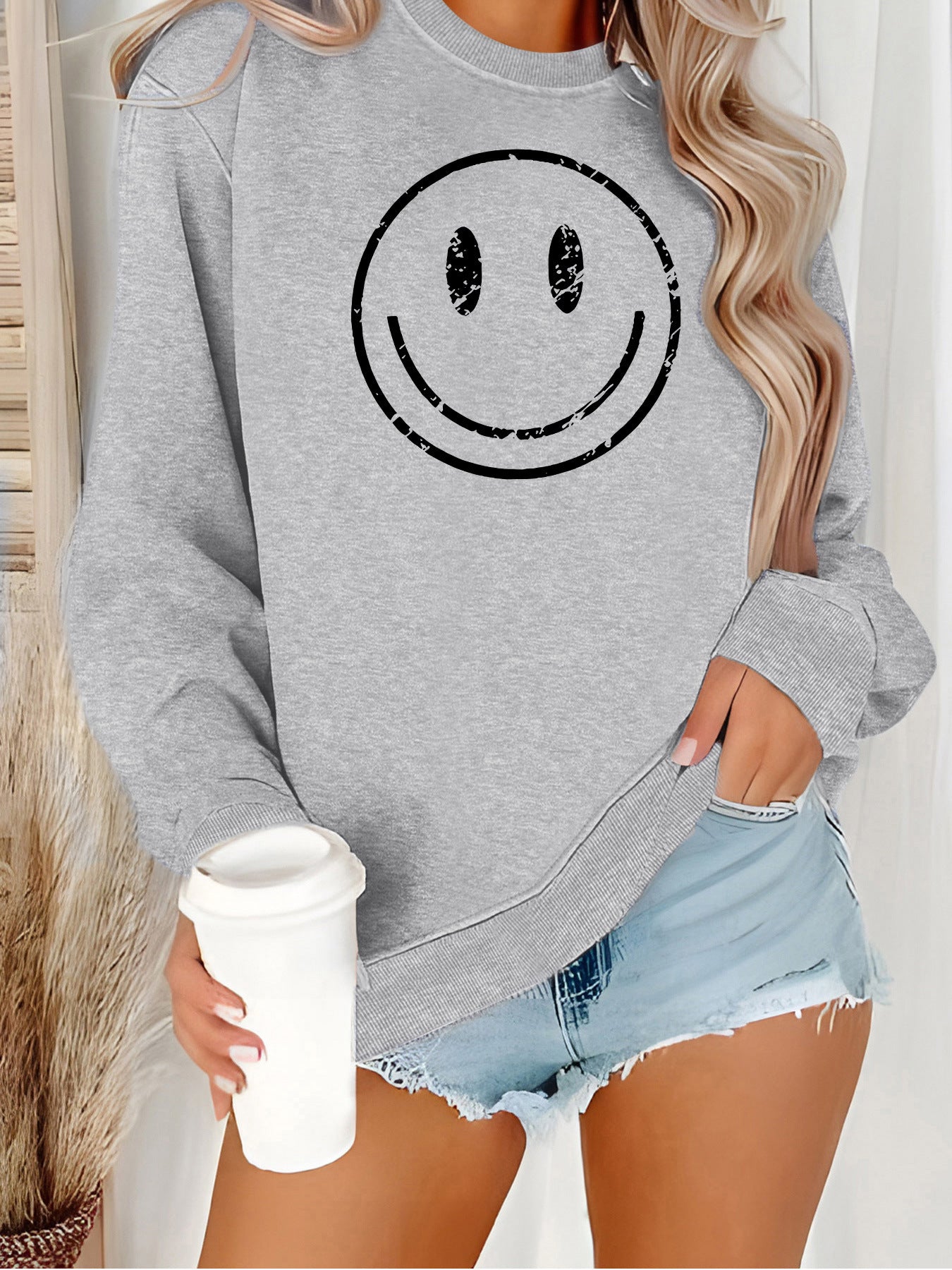 $24.44 - smiley print sweatshirt