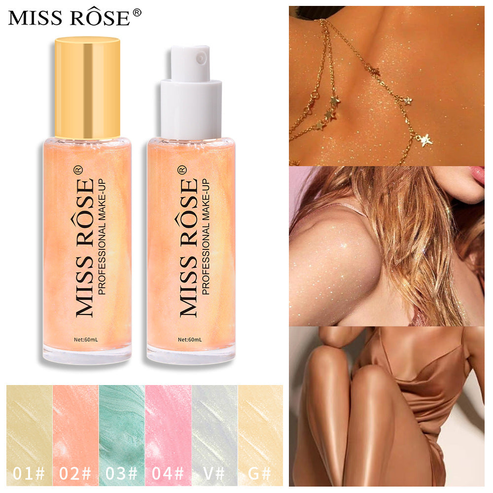 Spray corporal líquido con brillantina Quicksand, resistente al agua y al sudor, sin necesidad de maquillaje, nacarado, iluminador y realzador.