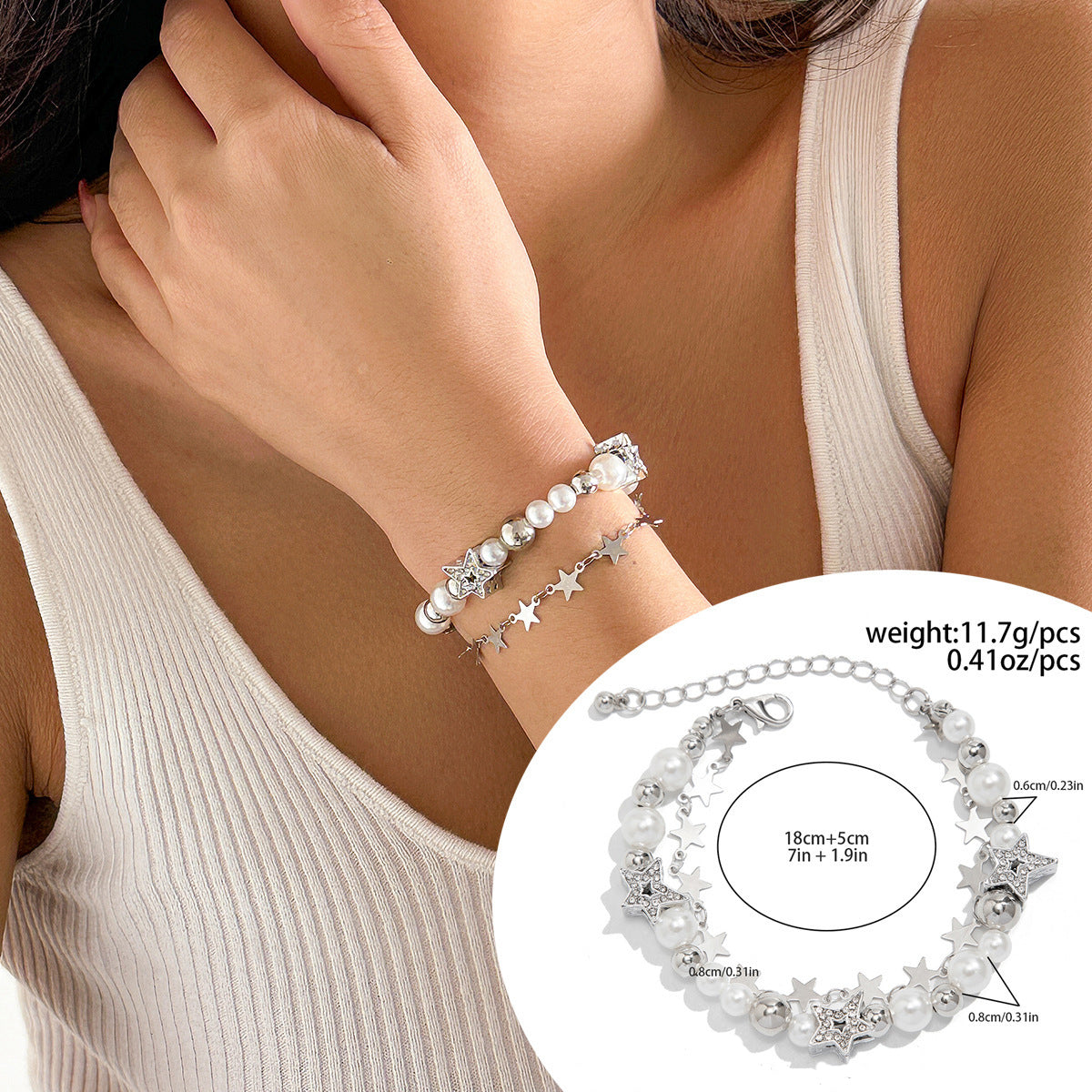 $8.14/9.30 USD - Simple and Versatile Magnetic Heart Tassel Star Pendant Bracelet