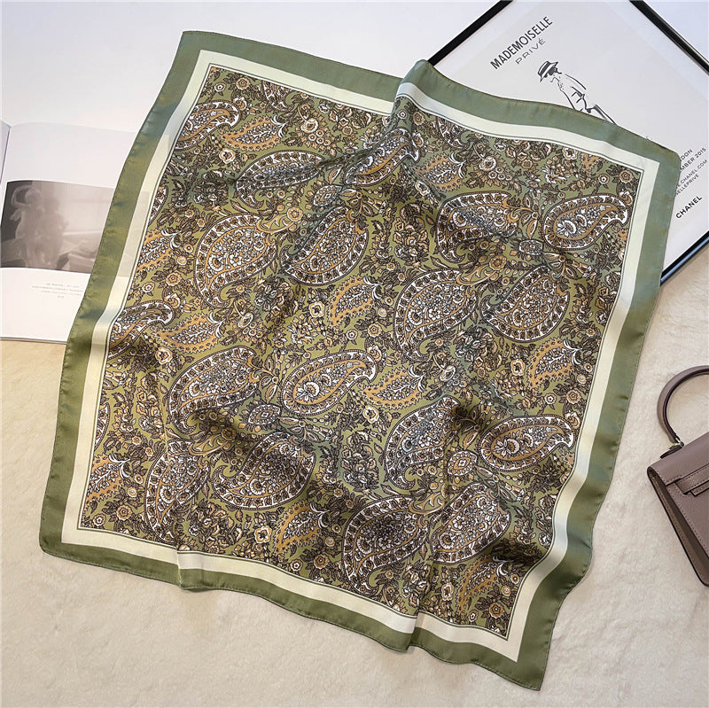 USD 15.12 - Retro printed scarves, paisley pattern scarves, versatile scarves, small square scarves for women, decorative scarves