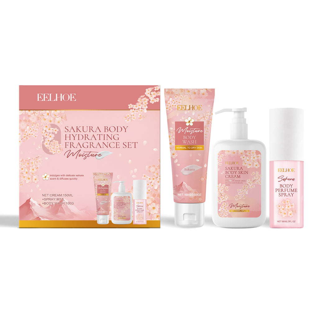 27.94 USD - Cherry Blossom Body Care Box, Gentle Cleansing Water, Moisturizing and Nourishing for the Skin, Scented