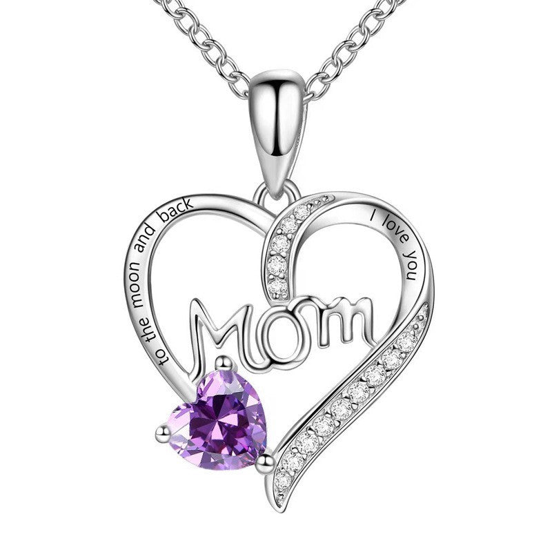 $12.81 - Engraved Heart Rhinestone Necklace for Mom, for Mother's Day and even her Birthday