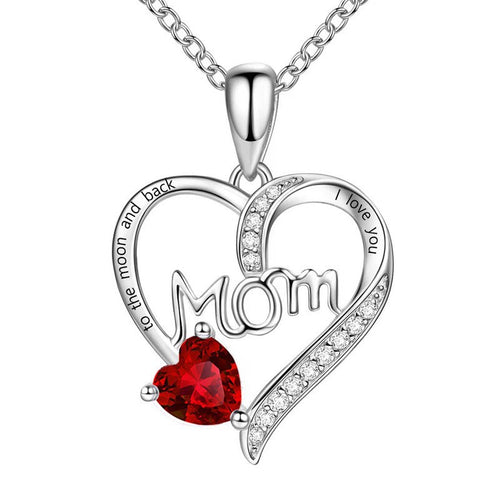 $12.81 - Engraved Heart Rhinestone Necklace for Mom, for Mother's Day and even her Birthday