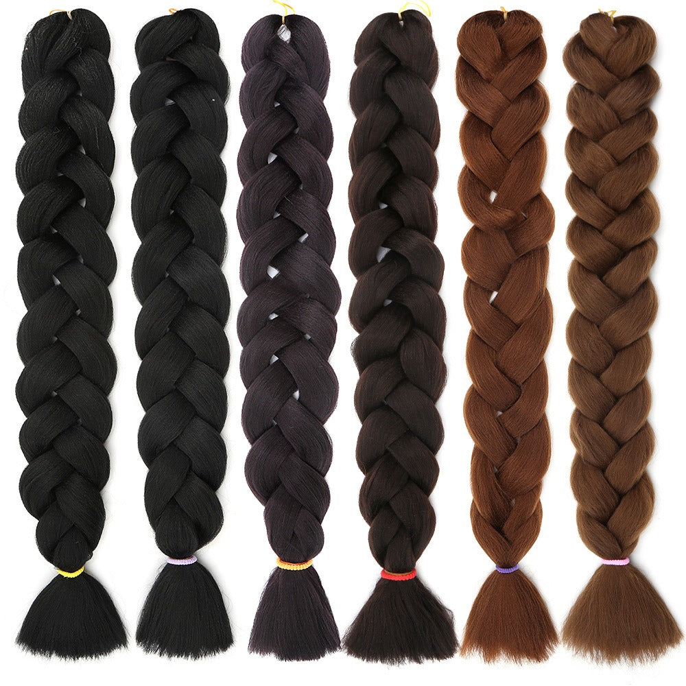 Mèche en fibre synthétique (style africain) à grosses nattes (Jumbo Braids) et natte façon « dreadlocks » (Dirty Braids), texture Yaki résistante à la chaleur.