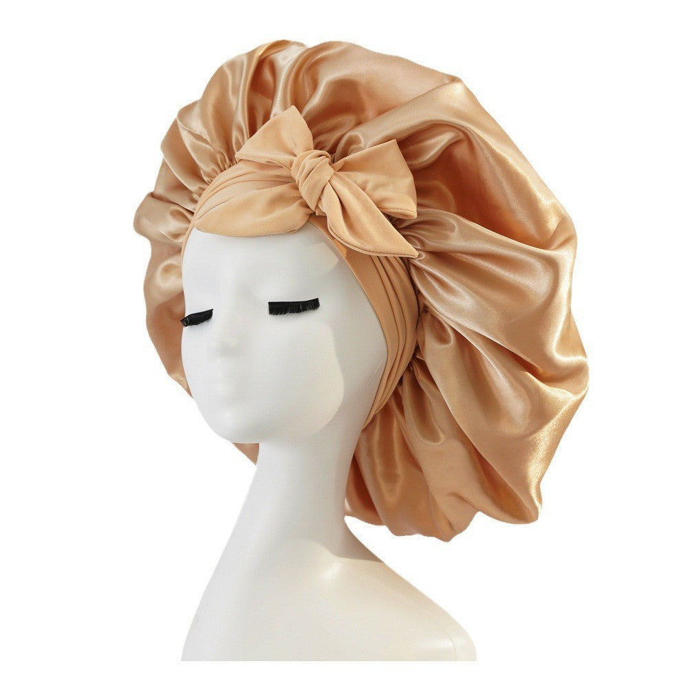 $17.44 - Round hat with elastic knot, plain sleep cap, wide-brimmed headscarf, hat
