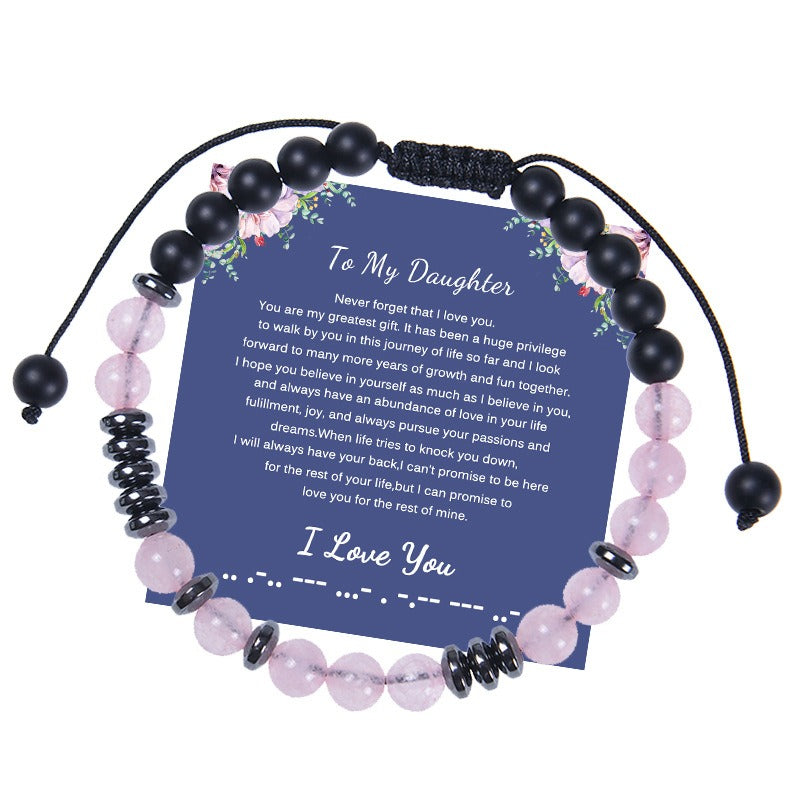 $13.32 USD - 6mm frosted stone and powder crystal password bracelet
