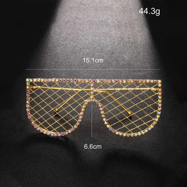 $12.34/14.88 USD Trendy Fringed Glasses, Rhinestone Embellished Rimless Frame, Fashion Accessory for Women.