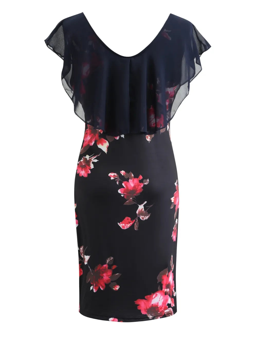 Robe mini imprimée à manches courtes volantées