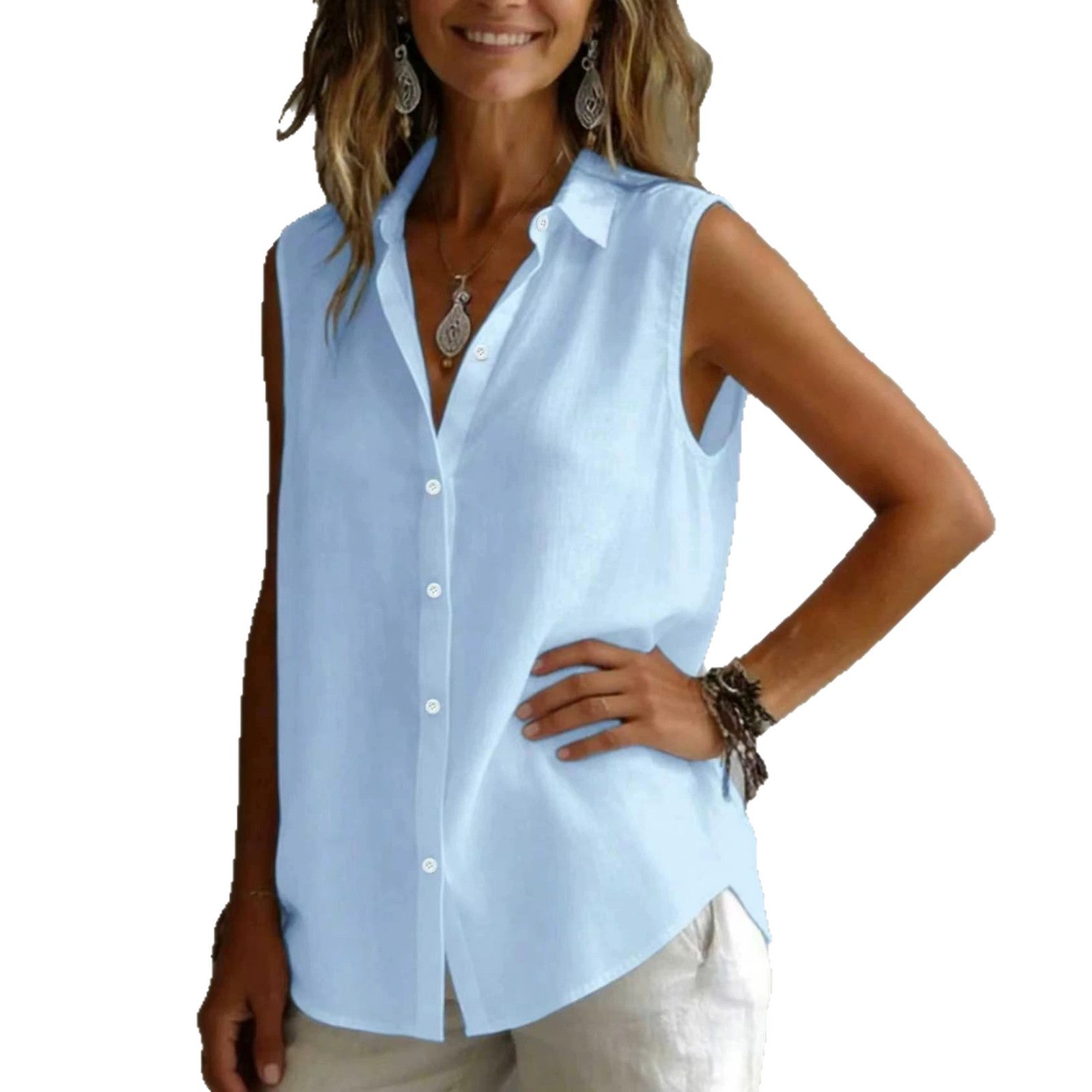Plain sleeveless shirt for women