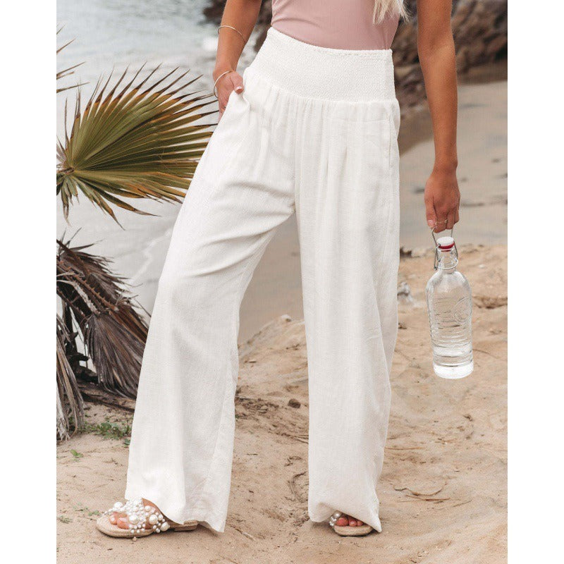 Women's Trendy Spring-Summer Wide-Leg Cotton and Hemp Trousers