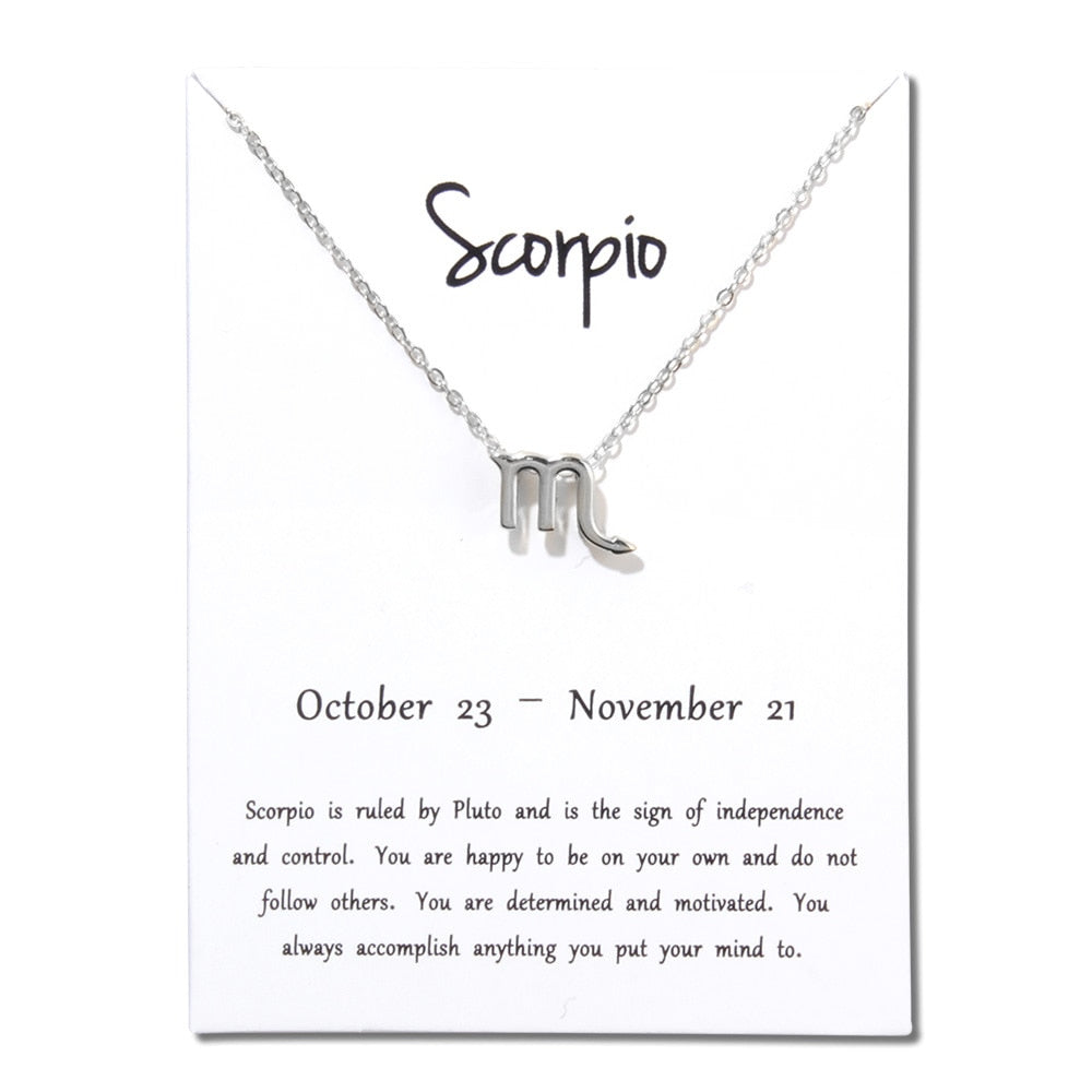 Collier pendentif zodiaque 12 constellations avec carte blanche