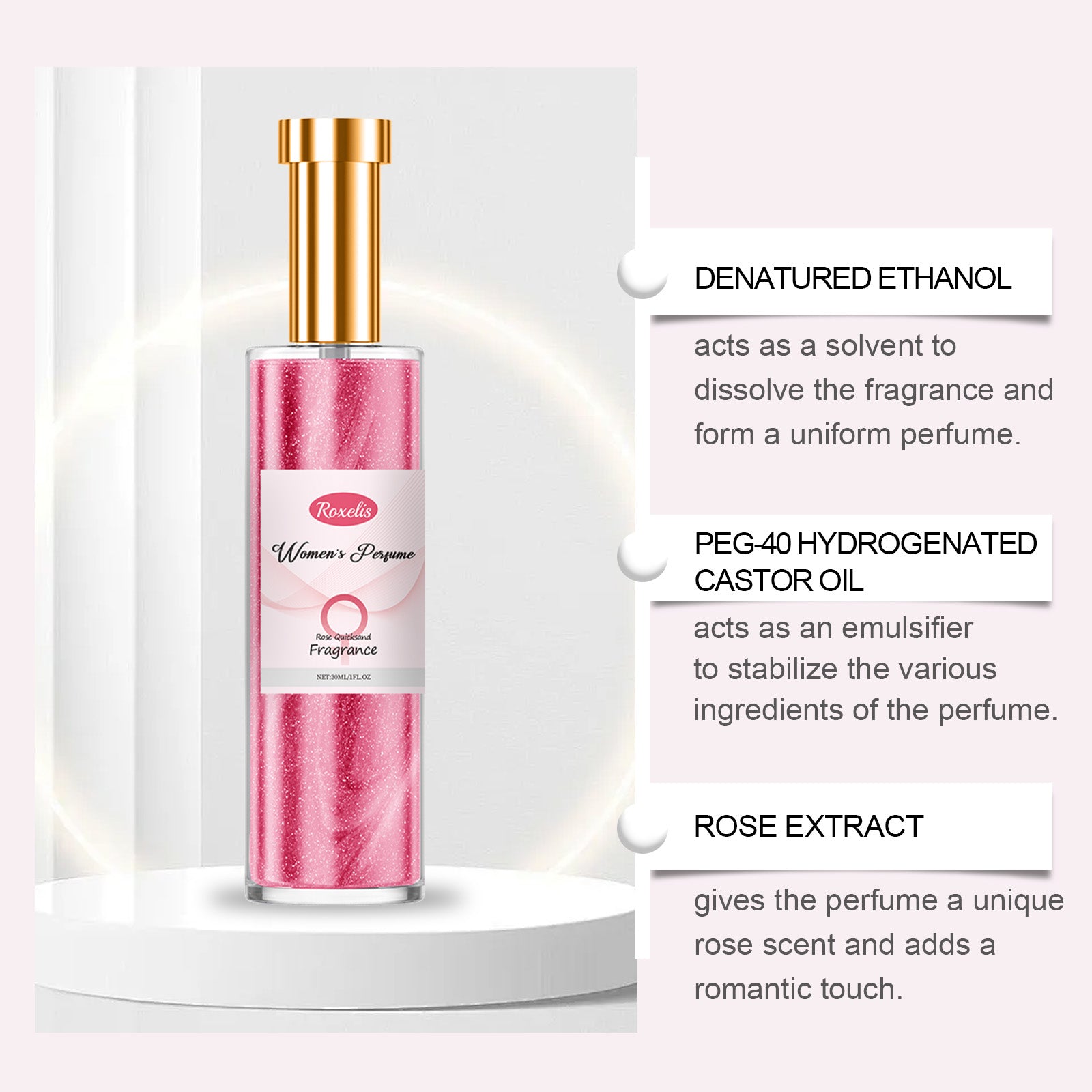 $17.58 - Roxelis Rose, a captivating women's perfume. A fresh and natural long-lasting fragrance. Ideal for everyday wear.