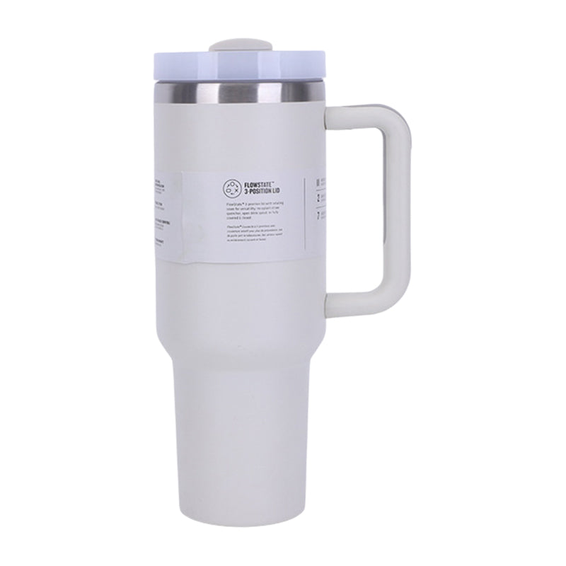 Gobelet isotherme de 1,2 L avec paille, poignée et couvercle – Acier inoxydable, boissons chaudes et froides, compatible avec les porte-gobelets de voiture