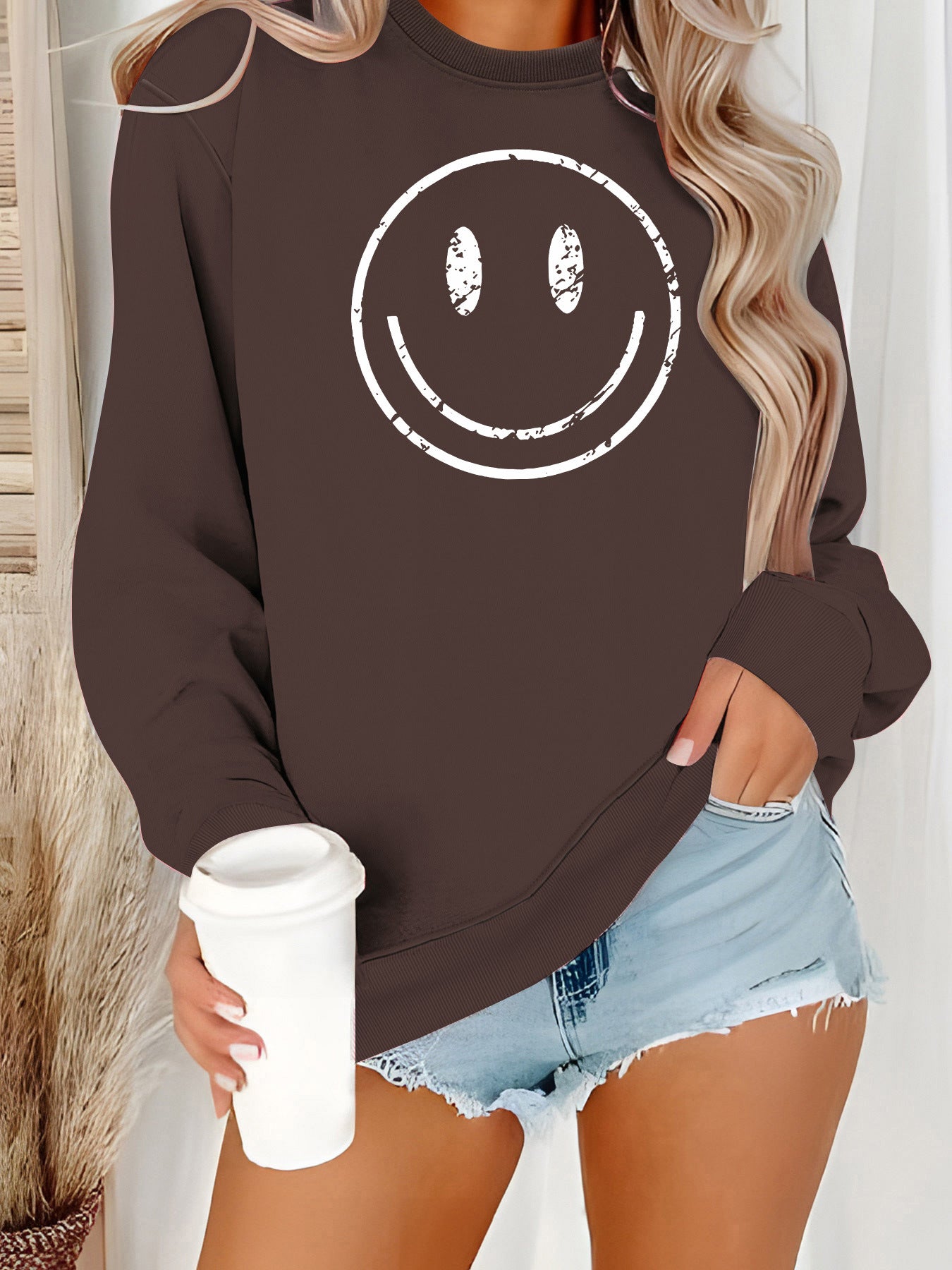 $24.44 - smiley print sweatshirt