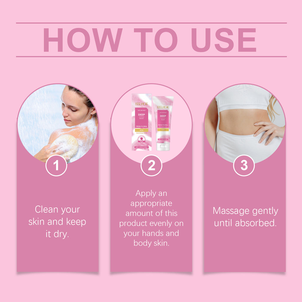 Leche corporal hidratante con rosa EELHOE: hidrata y nutre la piel del cuerpo. Cuidado refrescante e hidratante.