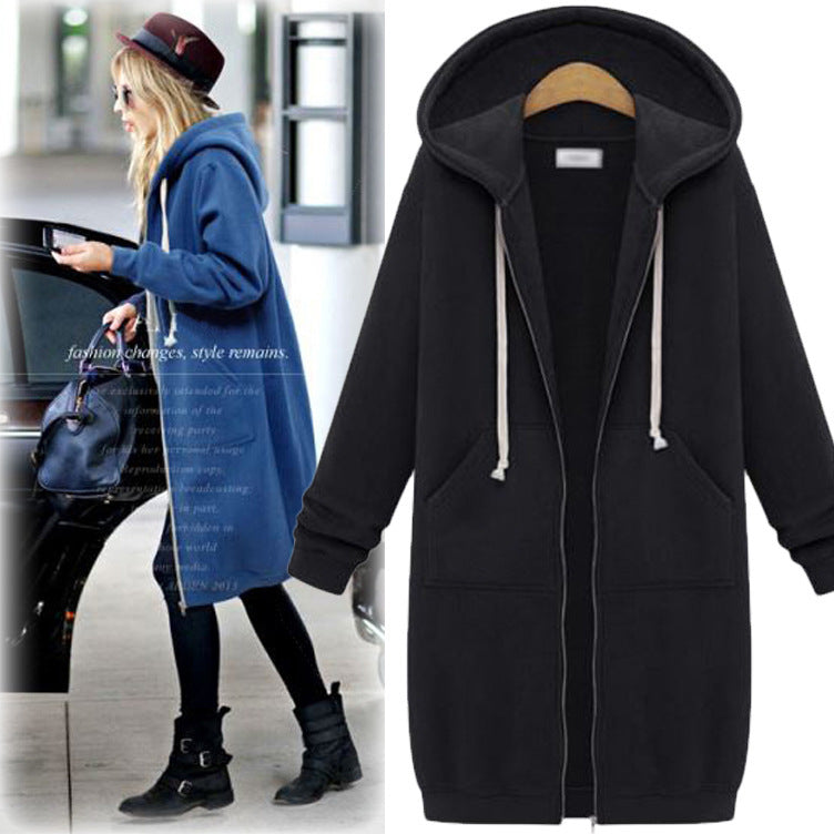 Women's Plus Size Fleece Lined Zip-Up Tunic Hoodie