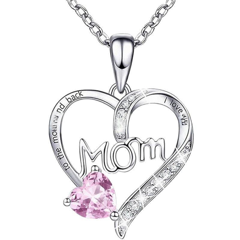 12,81 USD - Collier en strass gravé en forme de cœur pour maman, pour la fête des mère et même pour son anniversaire