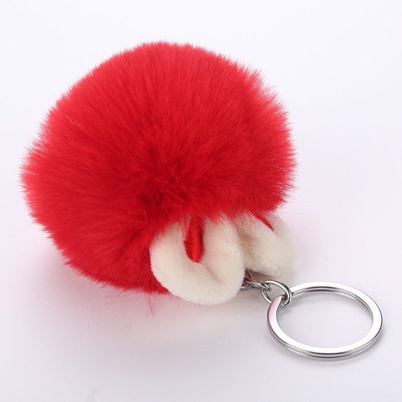 13,98 USD - Pendentif boule de poils oreilles de lapin mignonnes, accessoires de mode pour sacs à main, porte-clés en peluche, ornements