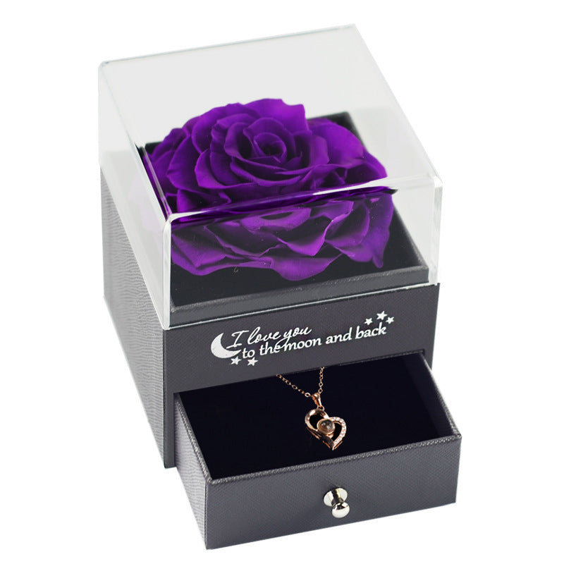 11.64/ 25.62 USD - Eternal Rose Jewelry Box Necklace Gift Set