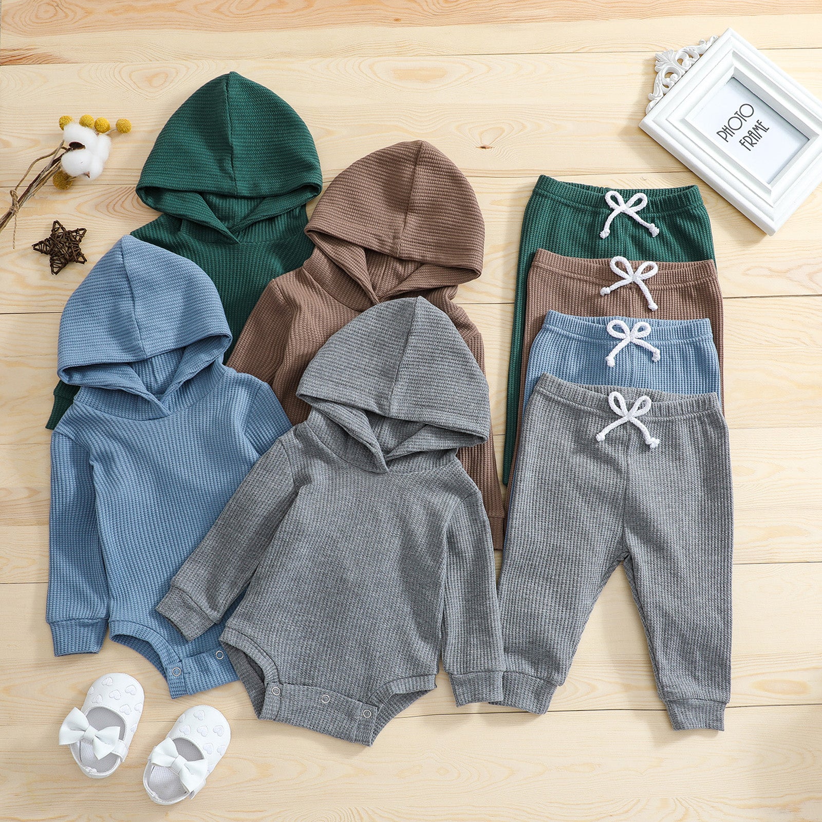 Ensembles unis pour bébé (4 couleurs) - Combinaison-pantalon à manches longues - 4 couleurs - Automne/Hiver