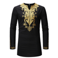 Chemise à manches longues pour homme style africain avec motifs bronzés (modèle Ouma)