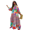 Spring Summer African Women Long Sleeve V-neck Printing Long Dress Maxi Dress Dashiki African Dresses for Women XS-3XL