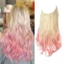 Extension capillaire monobloc pour femme offrant un volume généreux ; modèle en forme de U avec fil invisible, pour une chevelure longue, bouclée et naturelle.
