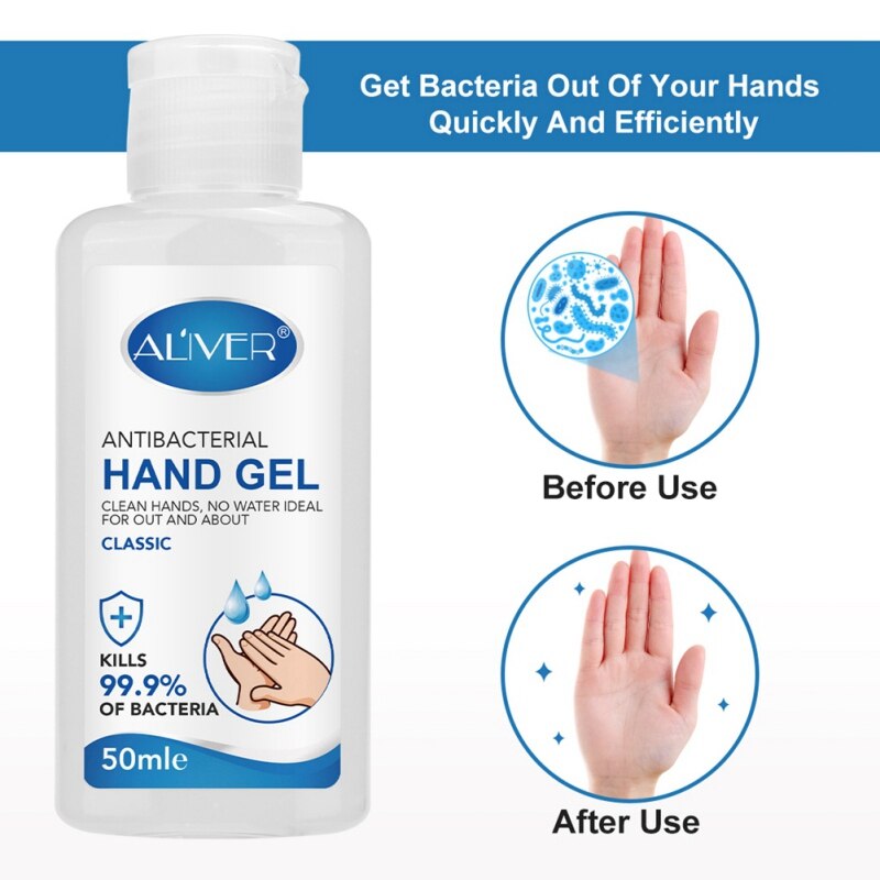 16.30 USD - Bacteriostatic disinfecting and sterilizing hydroalcoholic hand gel, portable no-rinse liquid soap 50 ml