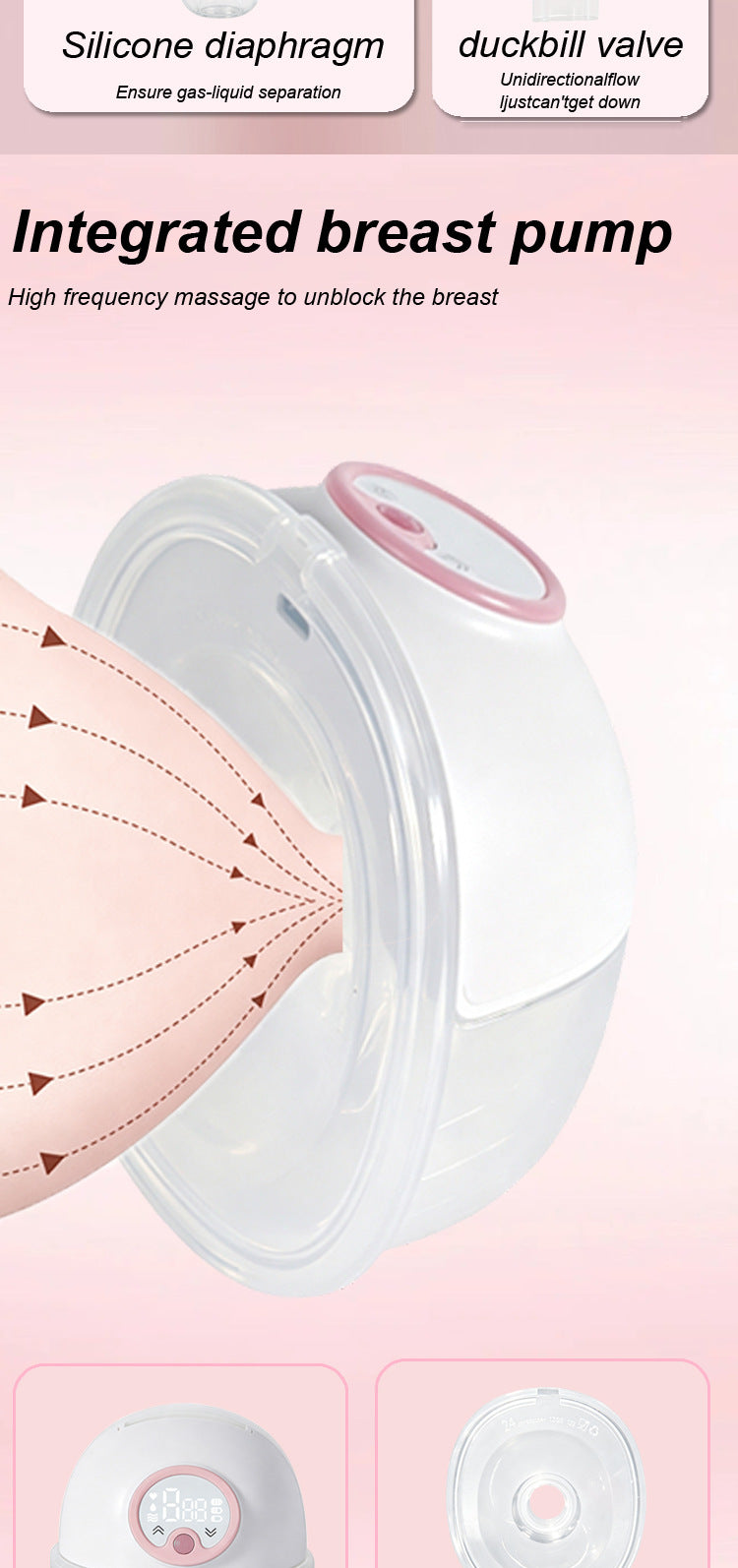 New All‑in‑One Hands‑Free Wearable Electric Breast Pump, Portable Silent Invisible Breast Milk Extractor with Strong Suction