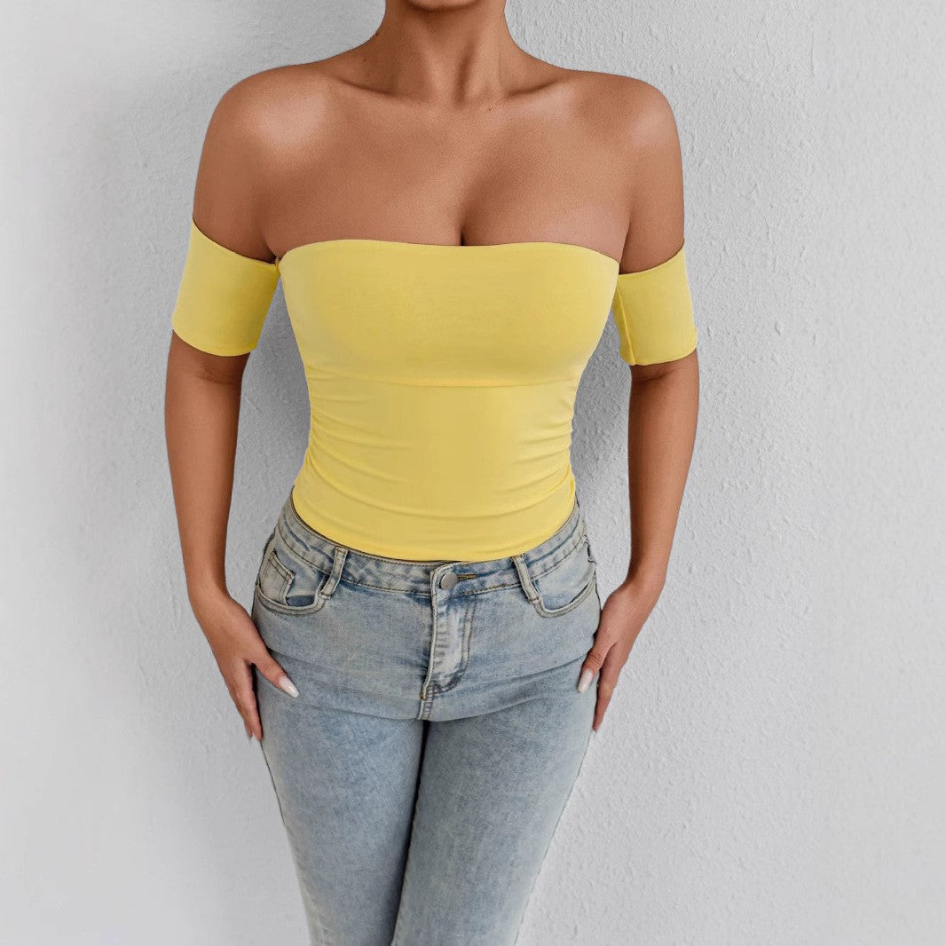 sexy collarless and tight-fitting top