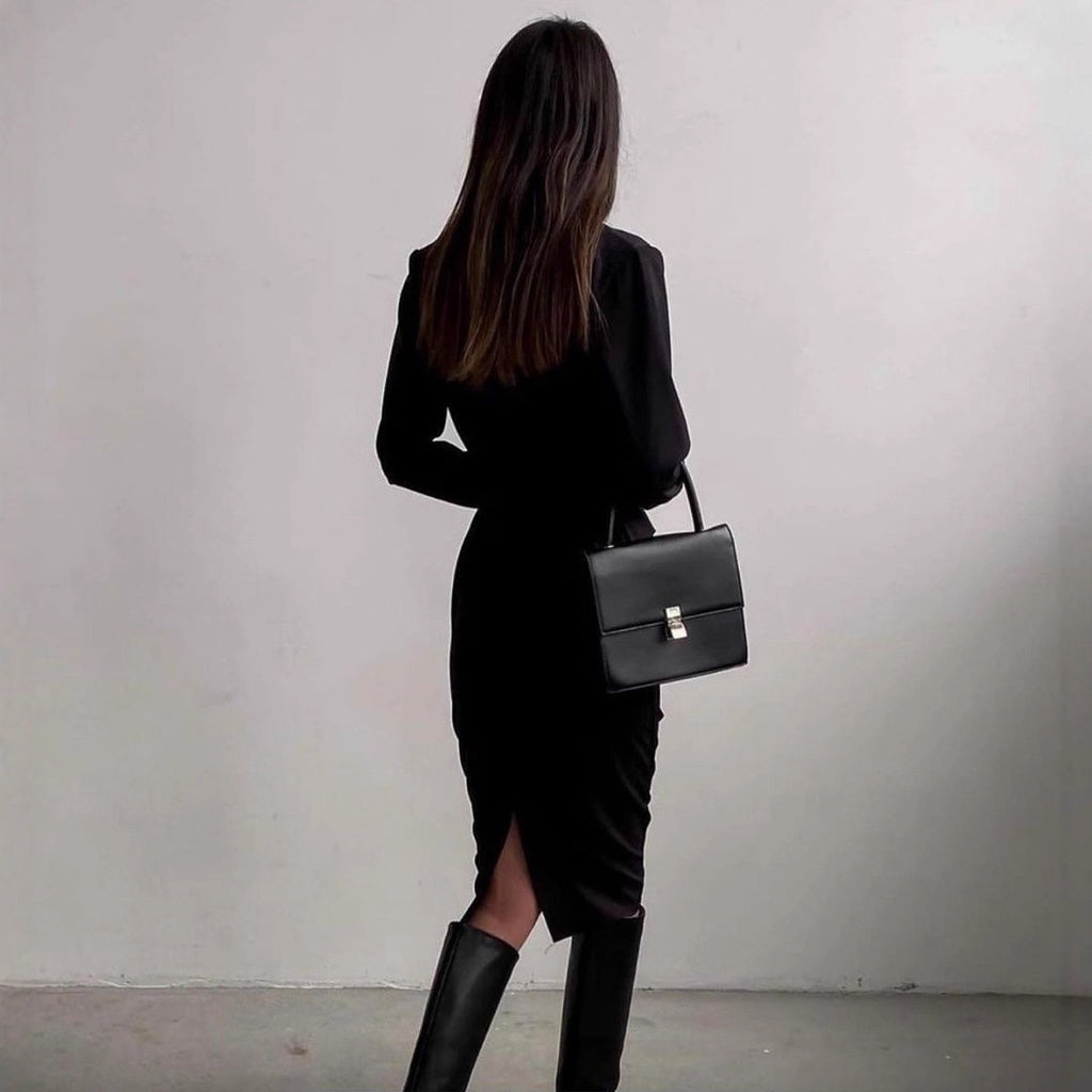 25.61 USD Robe élégante à manches longues pour femme, style vintage français, mode automne