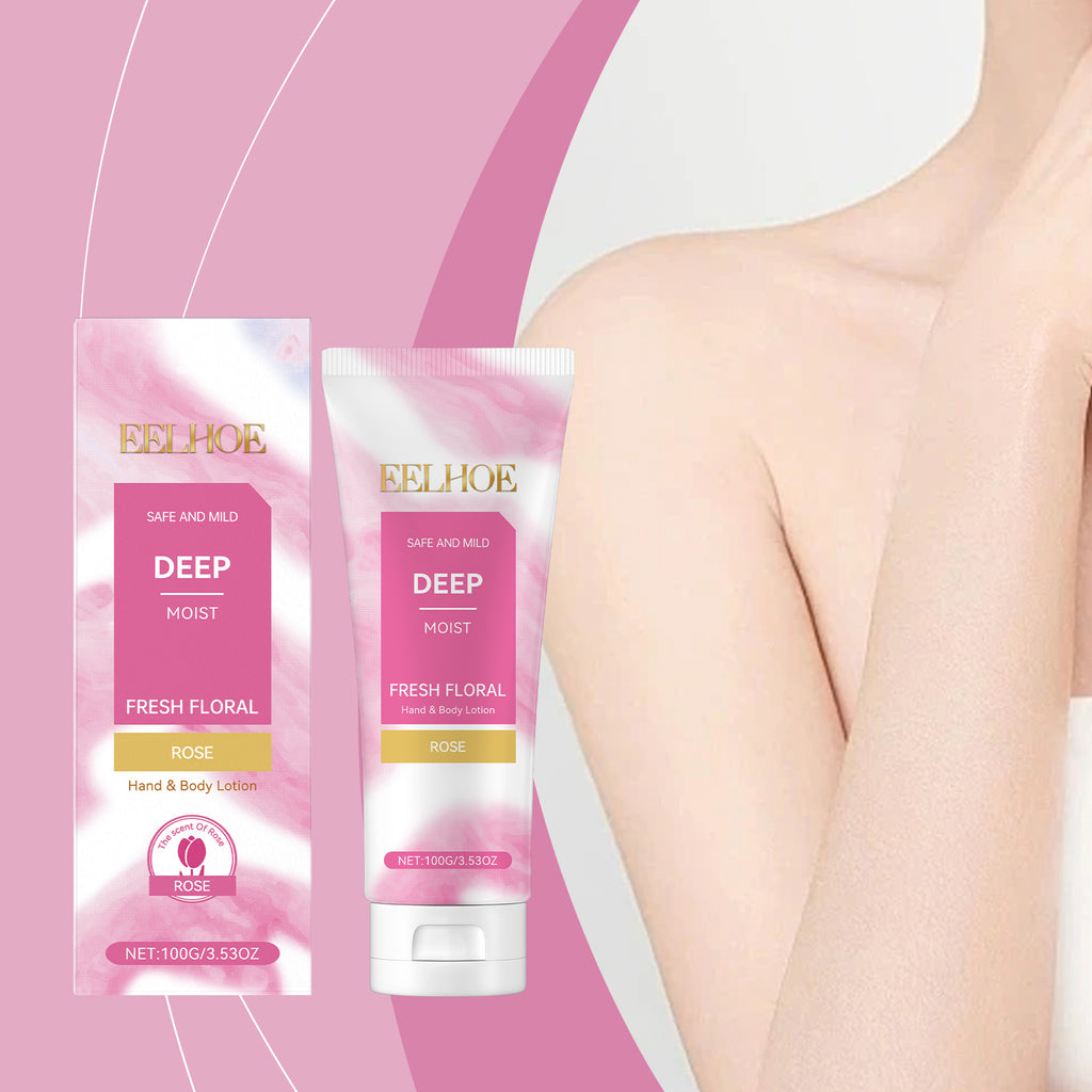 Leche corporal hidratante con rosa EELHOE: hidrata y nutre la piel del cuerpo. Cuidado refrescante e hidratante.