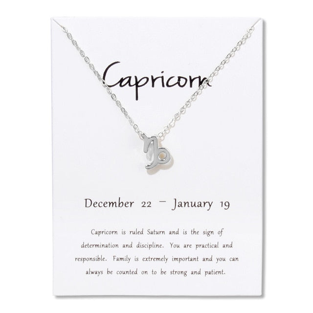 Collier pendentif zodiaque 12 constellations avec carte blanche