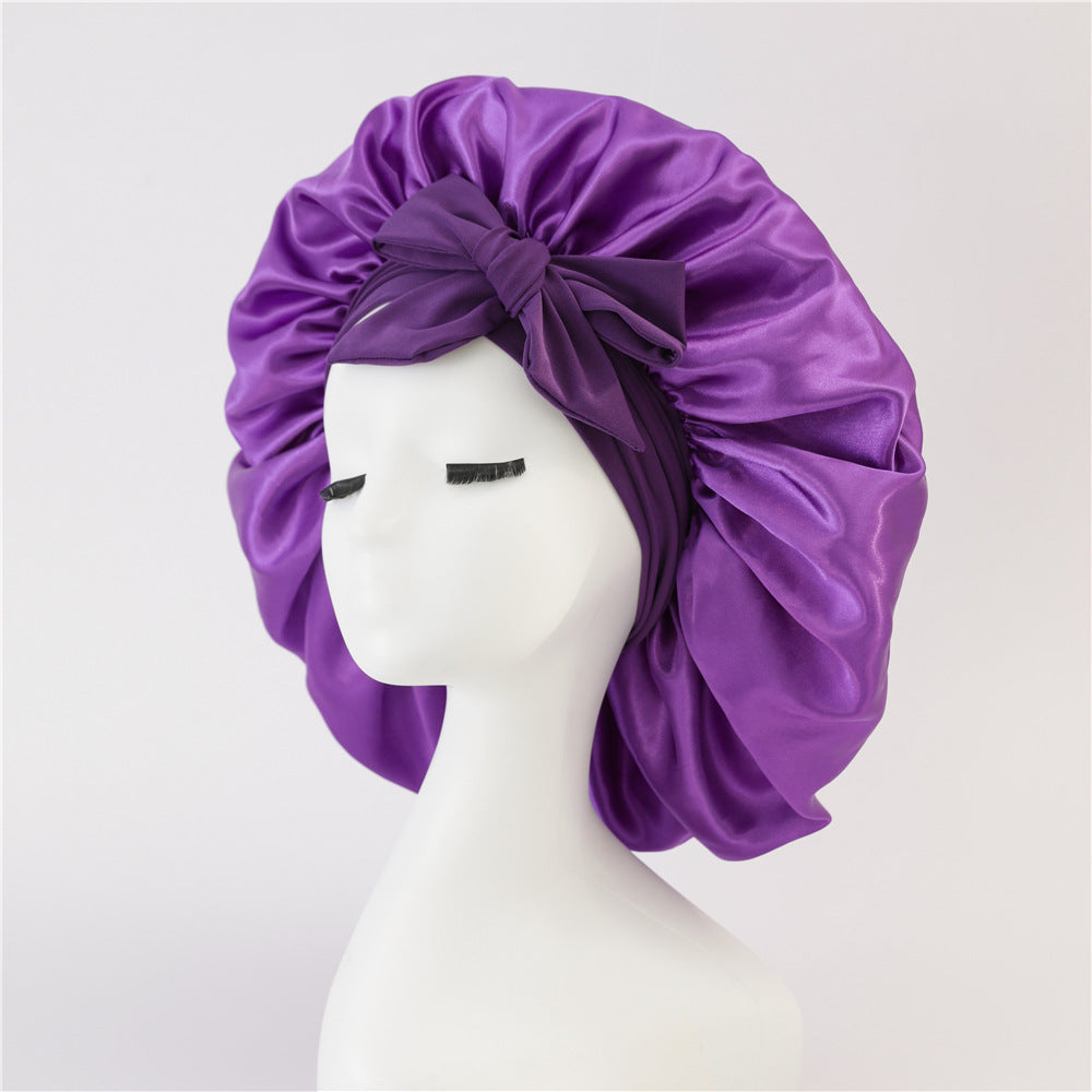 $17.44 - Round hat with elastic knot, plain sleep cap, wide-brimmed headscarf, hat