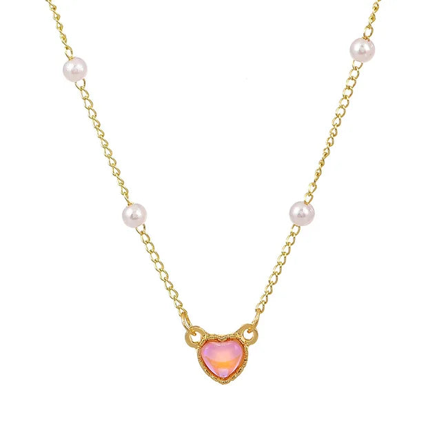 $12.97 - Gold Heart Pendant Choker Necklace, Minimalist Style, for Women and Girls. Trendy Jewelry, Ideal for Parties.