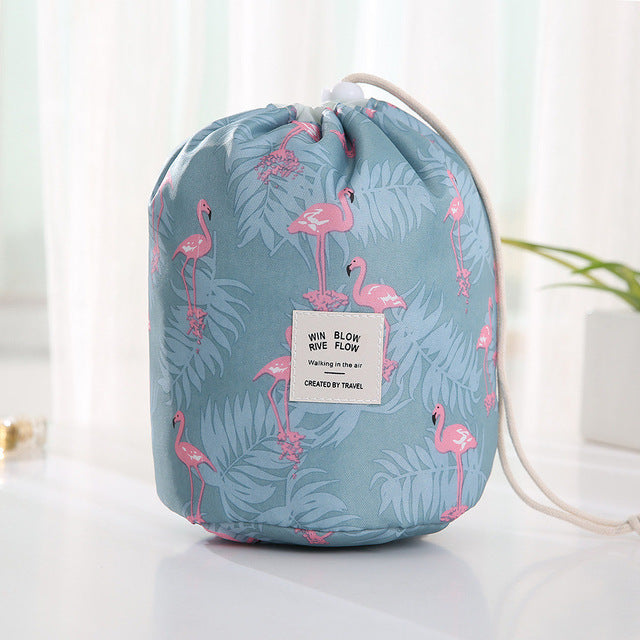 $13.97 - Women's Round Makeup Bag, Ideal for Travel, with Compartments for Toiletries.
