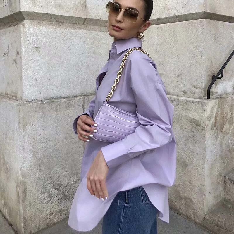 Chemise coton pour femme– Style oversize rose, 100 % coton, coupe ample, poches et boutons – Blouse chic et décontractée, style streetwear.