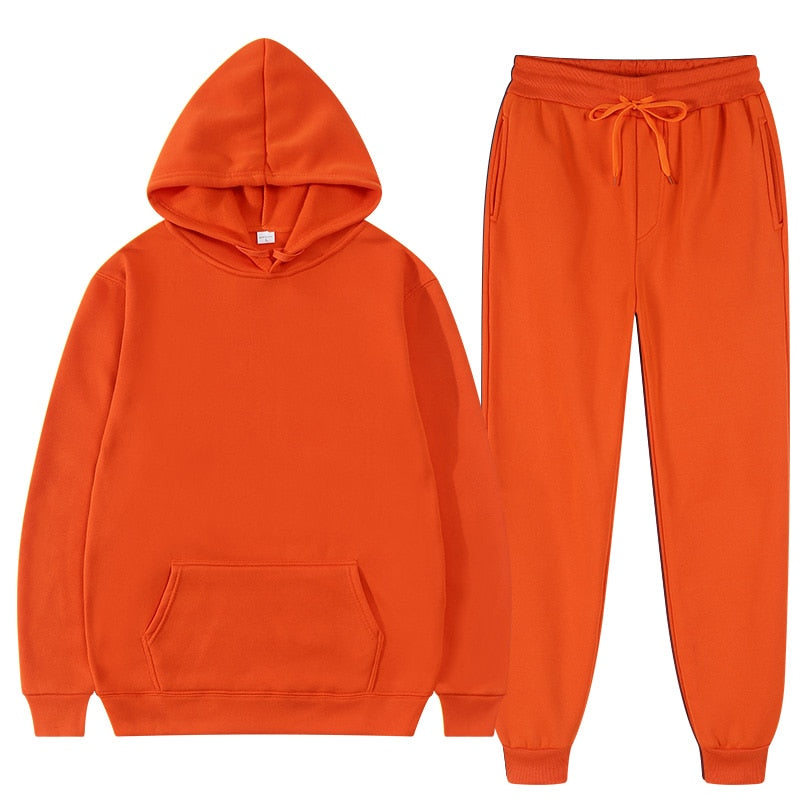 26,78 USD - Ensemble de survêtement homme  et femme mixte sweat à capuche et pantalon de jogging, deux pièces, style décontracté.